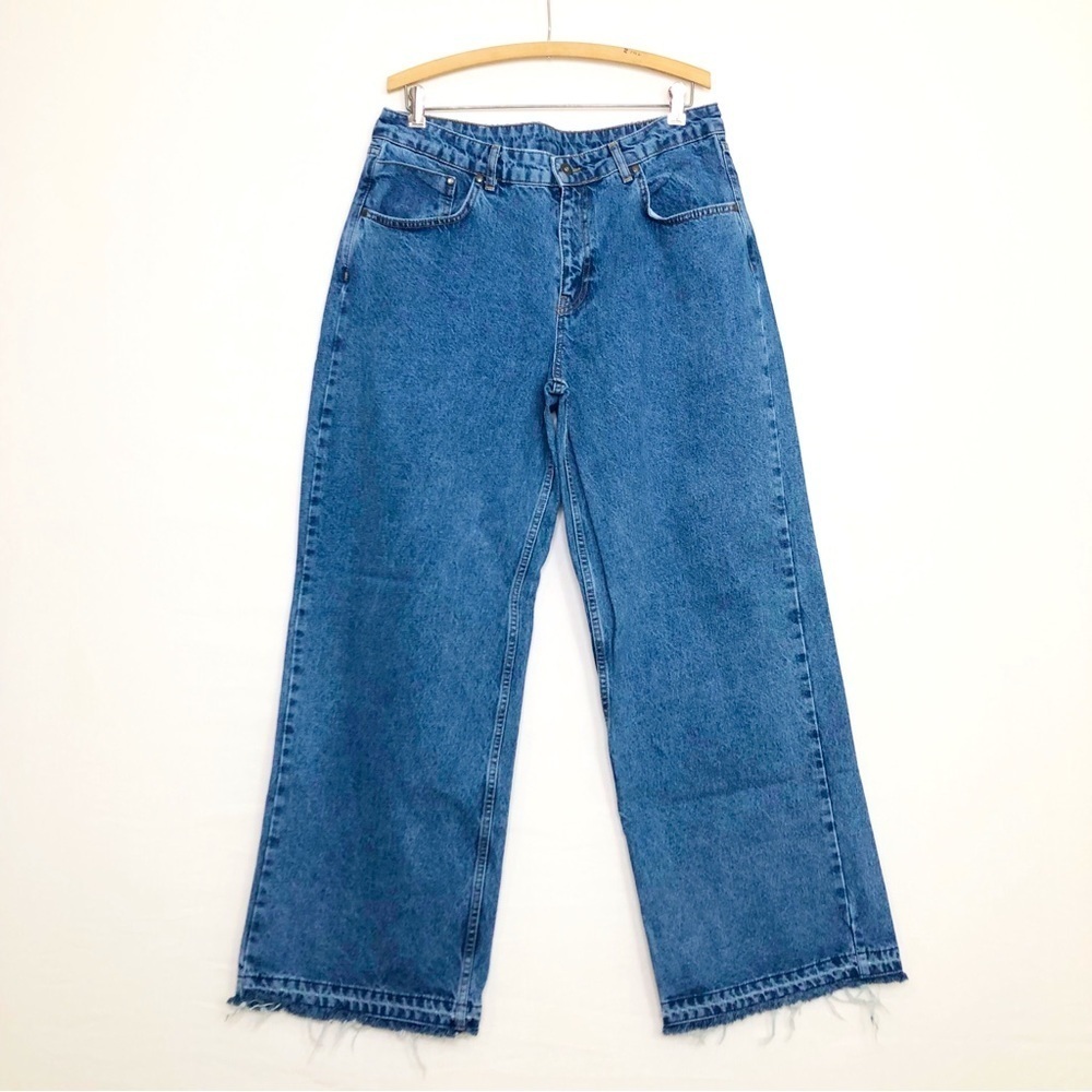 Ragged Priest wide leg, raw hem high waist, denim jeans